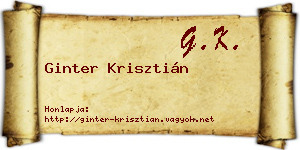 Ginter Krisztián névjegykártya