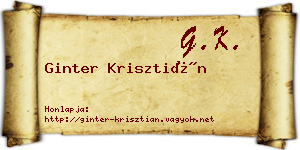 Ginter Krisztián névjegykártya